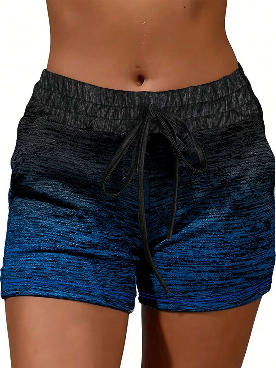 European & American Style Women's Fashion Sexy Bodycon Black & Blue Beach Sports Shorts - Dark Blue - View 1