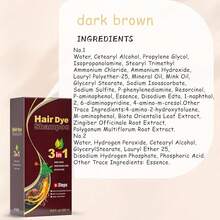 Dark Brown Hair Dye Shampoo 3 In 1 For Women/Men Hair Color For Grey Coverage Seimi Permanent Instant Champu Para Canas Mujer For Men - Herbal Natural Dye Cover Gray - 棕色 - 查看 10