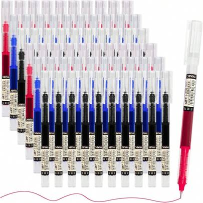 100/50/20/10/5/1pc Straight Liquid Ball Pen Quick Drying Test Signature Gel Pen 0.5mm Black Blue Ink School Office Ball Pen Stationery Back To School