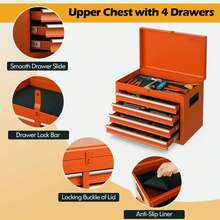 GOFLAME 5-Drawer Rolling Tool Chest High Capacity Tool Storage Cabinet With Lockable Wheel - Orange - View 9