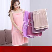 1pc Coral Fleece Robe, Soft Loose Homewear, Towel Wrap Dress, Women Sleeveless Towel Dress, Adult Wearable Bathrobes For Beach, Spa, Sauna, Absorbent Quick Dry Bath Towel, Bathing Supplies Back To School