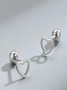 1 Pair Of Hollowed-Out Heart-Shaped Ear Studs With Heart-Shaped Screws