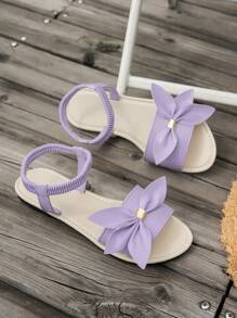 Women's Round Toe Flat Sandals With Strap Tree Leaves & Bow Design, Comfortable Versatile Casual Beach Holiday Style