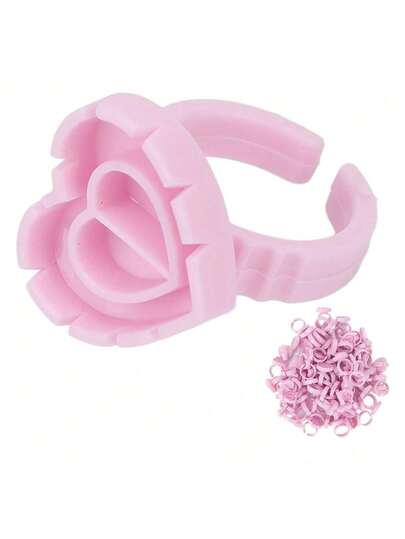 25/50/100 件心形睫毛延长胶环 - 睫毛胶水架，睫毛延长用品扇形杯