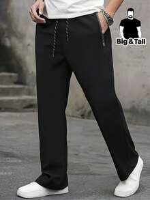 Quần thể thao mùa hè nhẹ dành cho nam cỡ lớn - Quần chạy bộ và tập luyện thoáng khí với túi khóa kéo, dáng vừa vặn, có thể giặt máy, màu trơn, thích hợp cho hoạt động thể thao ngoài trời và mặc thường ngày, trang phục thể thao tiện dụng, cạp chun co giãn thoải mái, dây rút điều chỉnh, cỡ XL, màu đen, mùa xuân. - màu đen - Xem 1