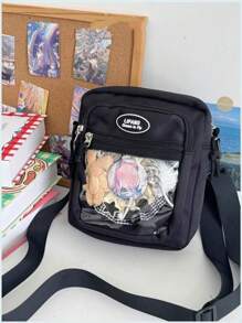 Bolsa Ita pequeña para muñeca de 10 cm, bolso bandolera japonés de color liso y puro con bolsillo transparente, bolso de hombro mini DIY, bolsos y carteras para fans del anime, regalos escolares para niñas