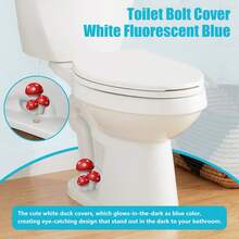 Glow-In-The-Dark Mushroom Toilet Bolt Covers, 4-Pack Decorative Caps, White Fluorescent Blue/Green, Fits Standard Toilet Screws - White - View 5