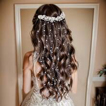 1 pièce Peigne à cheveux avec perles et strass, accessoire de cheveux de mariée minimaliste, coiffe faite main pour femmes