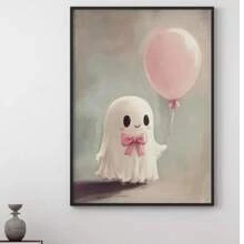 1 件可爱幽灵粉色气球印花、少女恐怖粉色万圣节装饰、美学、粉色蝴蝶结幽灵墙壁艺术印花、万圣节学院风印花、家居装饰、房间装饰美学、房间海报、帆布墙艺术、墙壁装饰、客厅装饰。可选框架秋季装饰 - 1個 - 查看 11