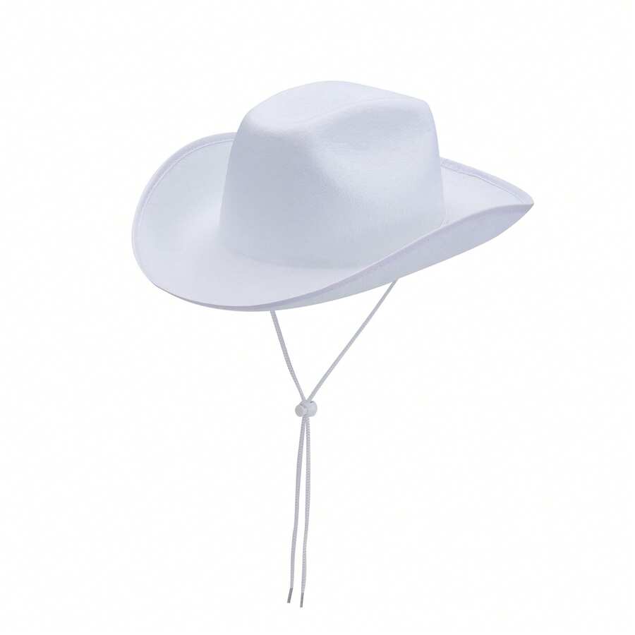 Women Men Cowboy Hat Classic Roll Up Brim Fedora Cowgirl Hat Western Cowboy Hat Stage Performance Hat - White - View 1