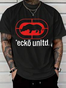 Ecko Unltd Men Red T-Shirt With Rhino Logo And Chain Necklace - 黑色 - 查看 1