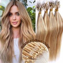 100Strands Micro Ring Loop Tip Remy Human Hair Extensions Straight Micro Beads Link Hair 0.5g/Strand #4/27 Medium Brown/Dark Blonde #12/613 Golden Brown/Blonde #18/613 Ash Blonde/Bleach Blonde - #12/613 Nâu vàng/Vàng - Xem 1