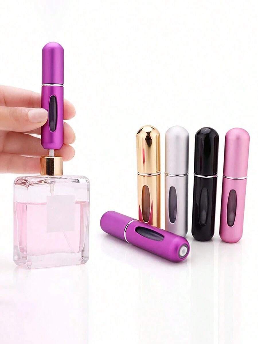 1 Piece 5ml Aluminum Perfume Mini Bottle, Perfume Bottle Bottom Press Type, Reusable Perfume Spray Bottle, Similar To Lipstick Shape, With A Visible Window, Portable For Travel And Air Trave Storage Containers - Black - View 1