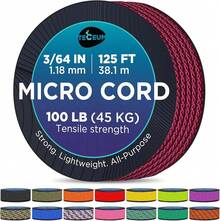 TECEUM Micro Paracord – 118 Mm X 125 Ft – Micro Utility Cord – Thin Braided Paracord Rope – Best Crafting, Projects, Fishing, Camping – Wind Chime – Survival Strong String - 紫紅色 - 查看 1