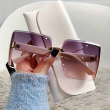 Retro Square Glasses, Popular Large Frame Glasses, Polarized Glasses Suitable For Women - Pink - View 9