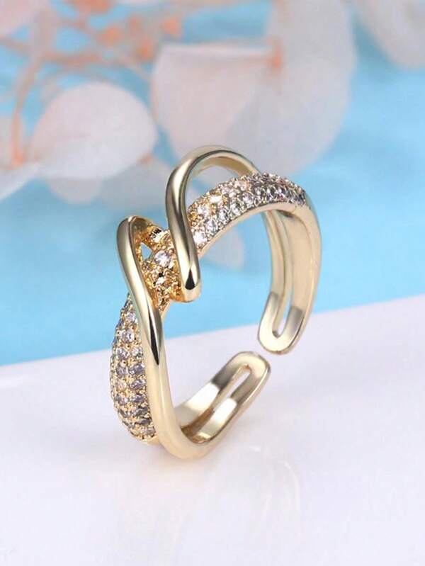 1pc Stainless Steel Minimalist Geometric Open Ring, Fashionable & Stylish For Women