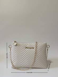 Bolso bandolera para teléfono con cadena desmontable con efecto ondulado en relieve, bolso de hombro de color liso y minimalista, bolso de mano elegante y de moda para mujer