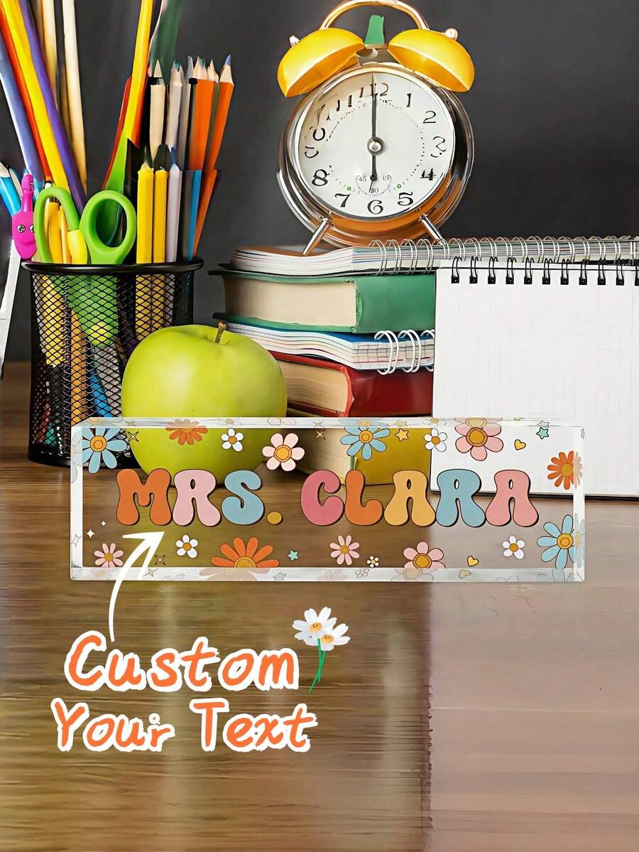 1 件定制亚克力教师办公桌名牌、个性化亚克力教师姓名标牌、个性化教师礼物、教师办公桌名牌、定制教师标牌、教师感谢礼物、教师姓名标牌、返校礼物 - 彩色 - 查看 1