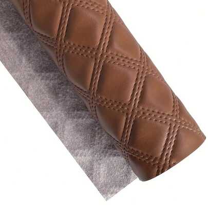 TotePrint Faux Leather Roll, 16 Inch X 54 Inch Diamond Quilted Texture, PU Leather Fabric, For DIY Bows, Earrings And Leather Craft Sewing Projects