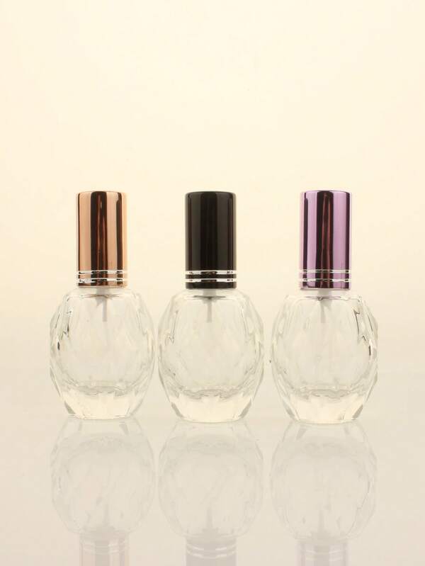 3pcs/5pcs/10pcs/20pcs Striped Round Ball-Shaped 12ml Refillable Toner/Makeup Mist Spray Bottle, Rose Gold Portable Fine Mist Sprayer, Purple/Pink Pump Bottles, Transparent Glass Perfume/Liquid Filling Container