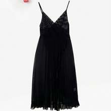 New Sexy Lingerie V-Neck Backless Sleeveless Strap Bodycon Mini Dress, Sheer Seductive Nightgown - Black - View 9