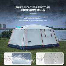 Durable & Thick Double-Layer, Easy To Set Up, Suitable For 4-8 People, 2 Bedrooms, Black Coating Sun Protection, With Storage Bag, Ventilation, Mosquito-Proof - Ideal For Outdoor Camping And Hiking!