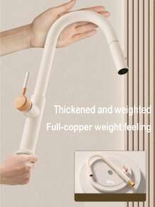 1 pièce Robinet rétractable en laiton de qualité supérieure, en matériau intégralement en cuivre, avec jet pivotant à 360°, extensible jusqu'à 60 cm de long, avec mode de débit d'eau réglable. Robinet d'évier de cuisine, robinet d'évier de salle de bain.