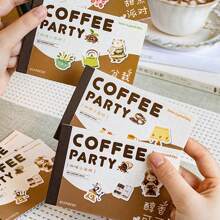 12 Sheets/Book Sticker Book Coffee Party Series Coffee Scenery PET Sticker Book, Scrapbook Supplies, Notebook Accessories, Decorative Notebooks, Photo Frames, Phone Cases, Water Cups, Junk Magazines, Pencil Cases, DIY Personalized Stickers, School Supplies, Back To School