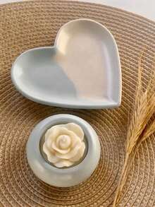 2PCS/Set - Heart-Shaped Tray Mold + Heart-Shaped Plate Mold, DIY Creative Simple Jewelry Storage Tray Candle Holder Plaster Mould, Home Decoration Ornaments Silicone Mold, Handicraft Production Epoxy Resin Casting Molds - White - View 10