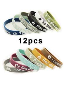 Set de 6 piezas/12 piezas de pulseras de silicona con versículos bíblicos inspiradores, diseño multicolor para uso diario y como regalo