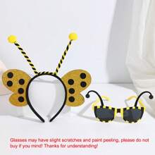 2pcs Set Bee, Ladybug Wing Headband And Glasses, Adult Party Cosplay Headpiece, Glasses, Suitable For Outdoor Play, Beach Photo Props, Various Festivals, Halloween, Carnival Outfit