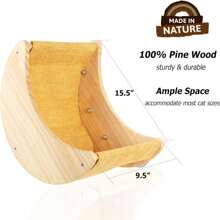 1 szt. Drewniany hamak dla kota, żerdź okienna z przyssawką, wiszące legowisko dla kota, legowisko w kształcie półksiężyca do użytku w pomieszczeniach, odpowiednie dla zwierząt domowych, kotów, legowisk dla kotów, domków dla kotów, mebli dla zwierząt, legowisk dla zwierząt, akcesoriów dla zwierząt, artykułów do użytku w pomieszczeniach, zabawek dla zwierząt, artykułów do użytku na zewnątrz, artykułów gospodarstwa domowego, drapaków dla kotów, legowisk i poduszek dla zwierząt