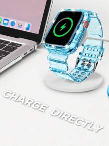 2 In 1 Glitter Bling Crystal Clear Band With Bumper Case Compatible With Apple Watch Band 38/40/41/42/44/45mm,Jelly Sports Protective Replacement Wristband Strap For Apple Watch Strap Compatible With IWatch 8/7/6/5/4/3/2/1/SE Women Man