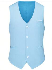 Bộ vest công sở thời trang nam SuitGent, bộ vest công sở trang trọng chất lượng cao, kiểu dáng ôm sát, trang phục cưới cho chú rể, áo khoác vest nam. - Màu xanh nhạt - Xem 5