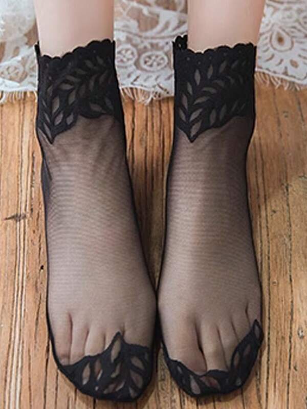 5 Pairs Of Women's Lace Socks, Lace Mid-Tube Socks, Japanese Pure Cotton Socks, Korean Spring And Summer Thin Mesh Low-Top Socks