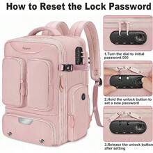 Vacuum Backpack Expandable Vacuum Seal Carry On Backpack With Rain Cover 17'' Laptop Comprion Backpacks Travel With Shoe Compartment TSA Appd Personal Item Comprion Back Pack Pink-0029 - 如圖 - 查看 7