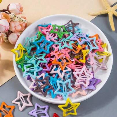 50个彩色星形发夹，休闲百搭，适合日常佩戴，发饰