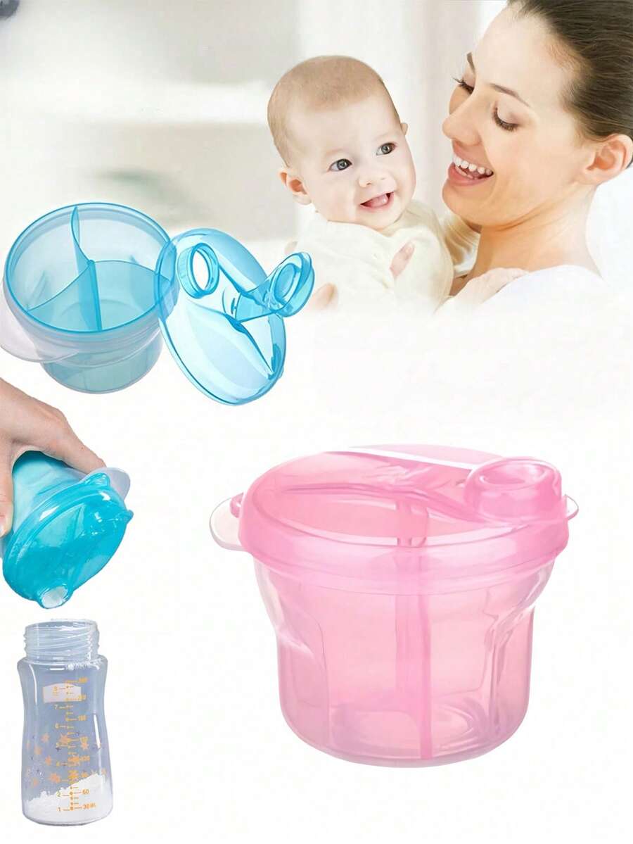 1pc Baby Portable Rotary Milk Powder Storage Box 3 Compartments, Formula Container, Milk Bottle Sealed Canister, Convenient For Outing - Multicolor - View 1