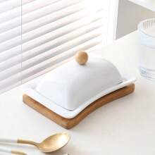 1 Set Ceramic Butter Dish With Lid, Suitable For Baking, Cheese & Butter Storage, Kitchen Accessories, Great For Gifting