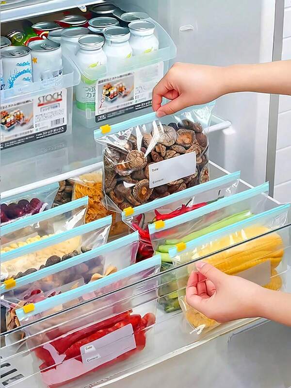 30PCS Food Preservation Bag, Zipper Food Sealing Bag(Random Zipper And Pattern), Vegetable And Meat Preservation Tool, Refrigerator Anti Odor Storage Accessory, Food Storage Room Closet Miscellaneous Grain Storage Bag, Oat And Soybean Storage Bag, Kitchen Storage And Organization, Safety Cover Function,Gift For My Mother