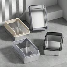 不锈钢猫砂盆 | 前开式设计 | 防溅防追踪 | 超大尺寸，易于清洁