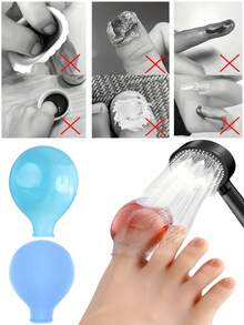 1/2 Waterproof Finger Injury Protection Covers, Suitable For Thumb, Toe, Nail Fungus Treatment, Bathing Finger Covers, Used For Wound Care And Skin Infections, Shower Toe Covers, Transparent Blue Silicone Toe Covers, Suitable For Sports And Daily Use