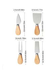 1 peça/4 peças Conjunto Personalizável de Faca e Garfo de Queijo e Deli em Aço Inoxidável e Madeira Portátil, Adequado para Noiva, Noivo, Mãe, Avó, Cozinha Familiar ao Ar Livre, Casamento, Dia das Mães, Presente