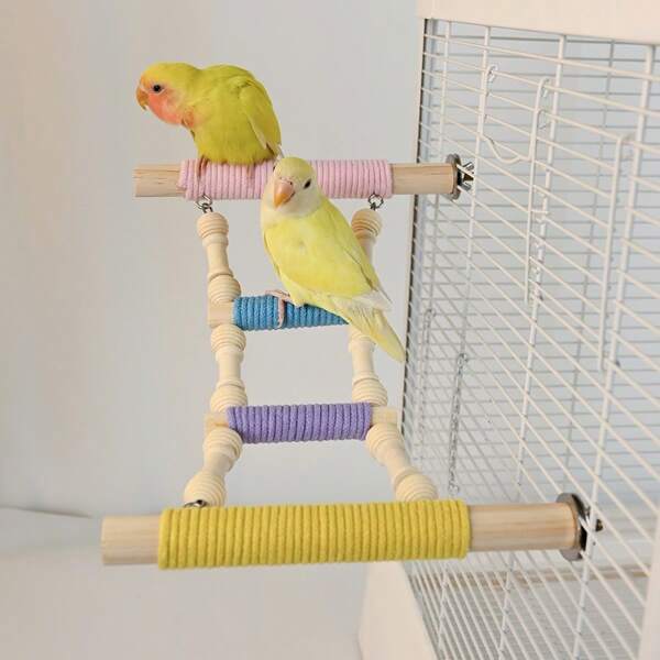 1 pieza Escalera de trepar para pájaros, posadero de jaula de pájaros de color macarrón, escalera decorativa y juguete, escalada para periquitos, cocatieles, loros