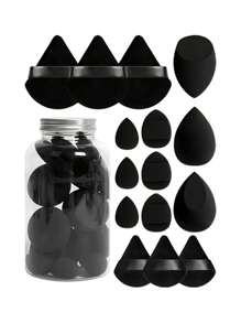 15pcs Makeup Sponge Set With Storage Container, Soft Beauty Sponge Applicable For Liquid Foundation, Fingertip & Powder Puff Dual-Use For Dry & Wet Powder Foundation ￼,Makeup,Cheap,Room Decor,Vanity,Travel,Bedroom,Makeup Accessories,Puff,Makeup Blender,Powder Puff,Makeup Sponge