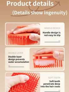 WANMEI 1 perie pătrată de păr, perie exfoliantă pentru scalp, perie de curățare a mătreții, masaj flexibil pentru scalp, potrivit pentru casă, birou, călătorii, animale de companie, cămine, înapoi la școală, curățitor și exfoliant pentru scalp din silicon pentru îndepărtarea mătreții și promovarea creșterii părului, utilizare umedă și uscată, perie de șampon unisex. - Multicolor - Vizualizare 4