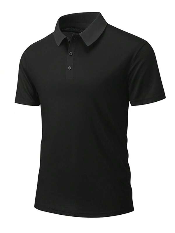 Solid Color Fashionable Casual Polo Shirt For Men, Outdoor Tee, Spring/Summer