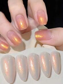 沙云日落橙色极光闪光粉 - 带有金色和蓝色色调的多色闪光，细颗粒和粗颗粒适用于美甲、音乐节化妆、DIY 美甲 - 女士指甲装饰、指甲闪光、节日美容交流