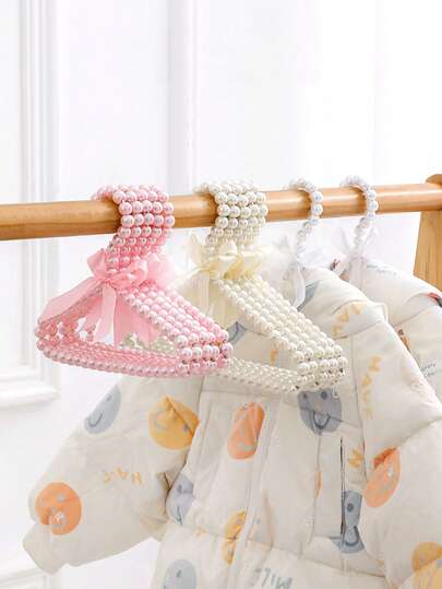 1/5 件优雅粉彩衣架 - 婴儿小衣服家用晾衣橱收纳珍珠衣架迷你衣服和宠物衣架，重型金属结构，节省家庭空间，衣架，精品配件，别致的设计，耐用的结构