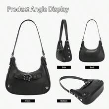 Shoulder Bag Y2k Purse: 90s Mini Underarm Bag Cute Small PurseRR8 - Black - View 4